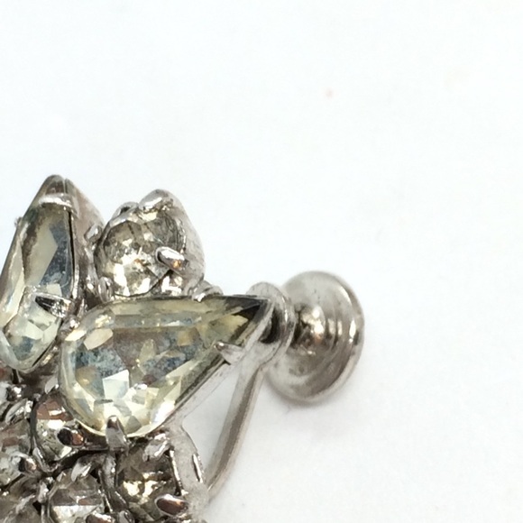 VINTAGE RHINESTONES SCREW BACK EARRINGS DANGLE STATEMENT - Picture 9 of 16